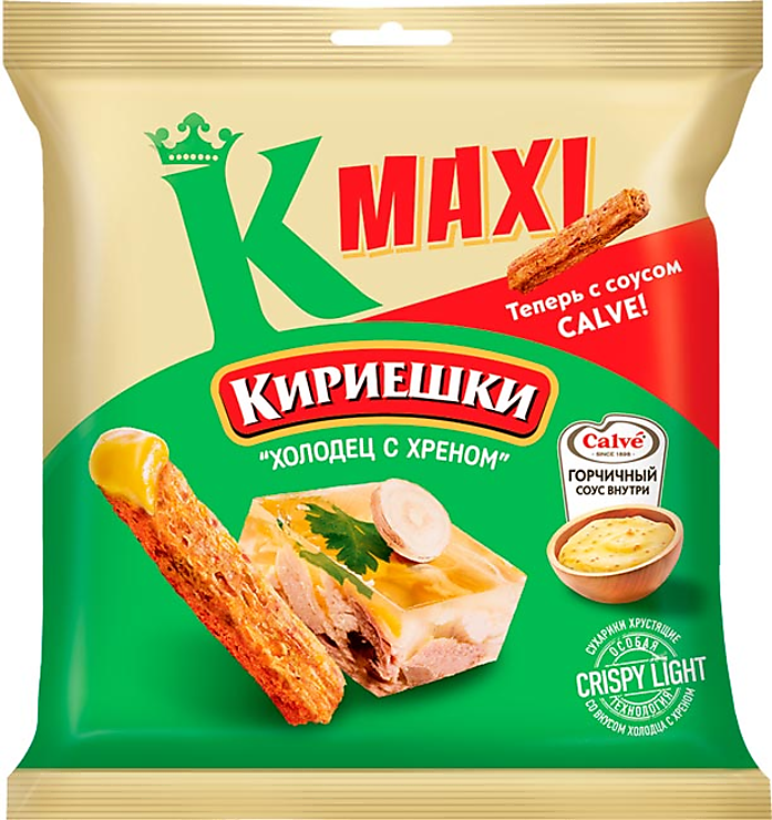 «Кириешки Maxi», сухарики со вкусом «Холодец с хреном» и с горчичным ...