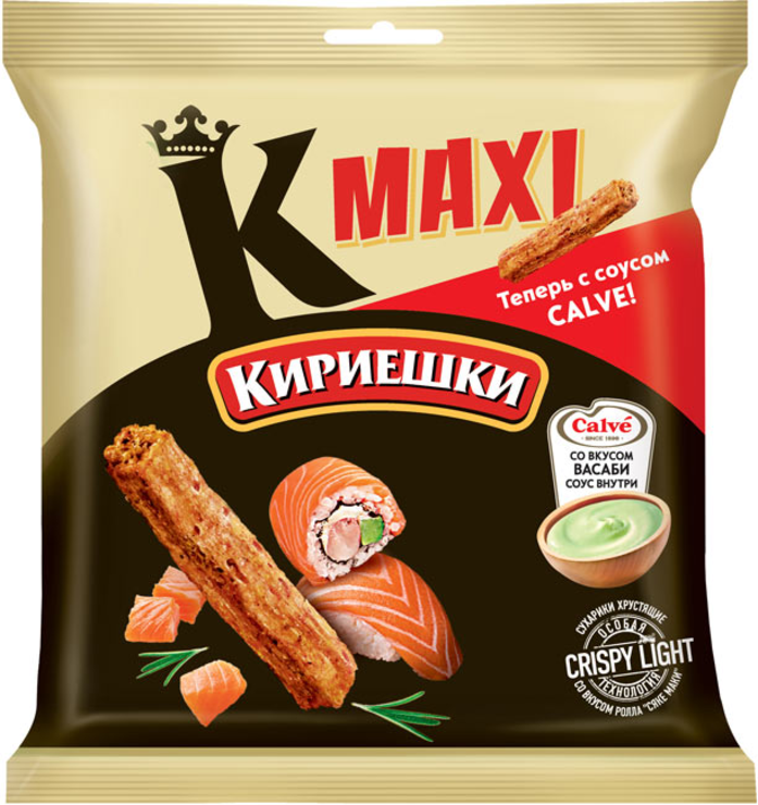 «Кириешки Maxi», сухарики со вкусом роллов «Сяке маки» и с соусом со ...