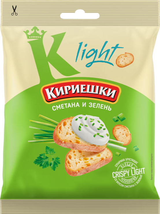 «Кириешки Light», сухарики со вкусом сметаны и зелени, 33 г – купить по ...