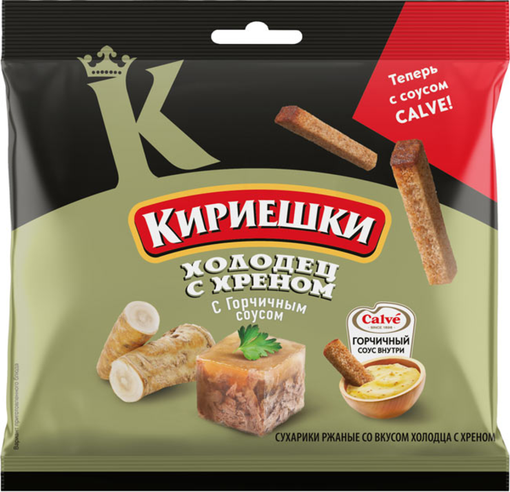 «Кириешки», сухарики со вкусом холодца с хреном и горчичным соусом ...