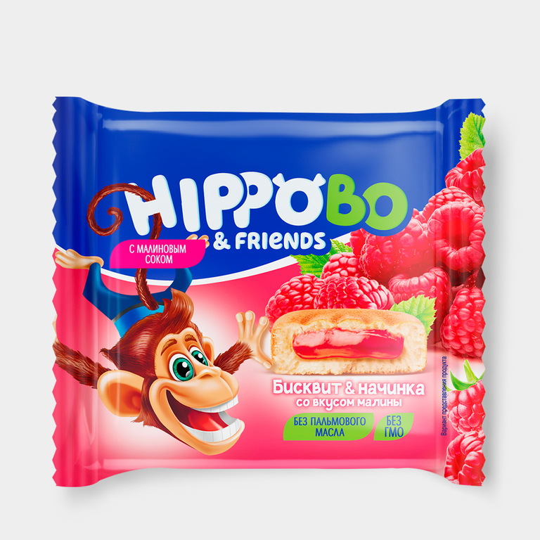 Пирожное с начинкой со вкусом малины «HIPPO BONDI & FRIENDS», 32 г