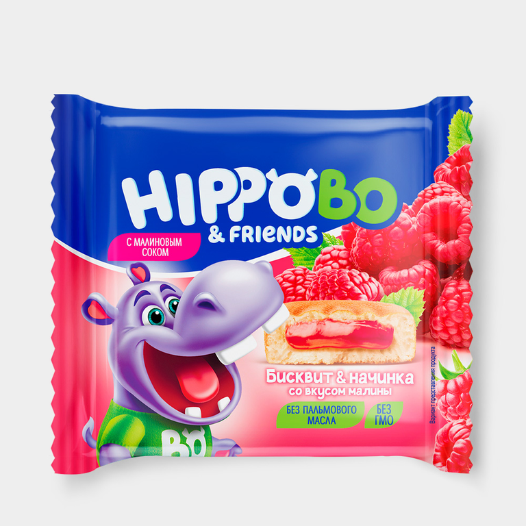 Пирожное с начинкой со вкусом малины «HIPPO BONDI & FRIENDS», 32 г