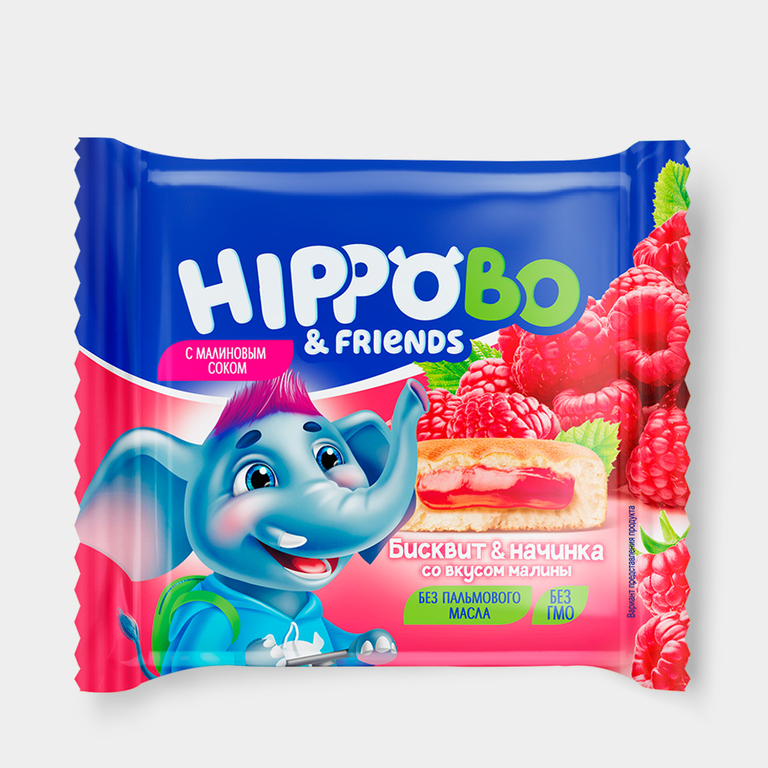 Пирожное с начинкой со вкусом малины «HIPPO BONDI & FRIENDS», 32 г